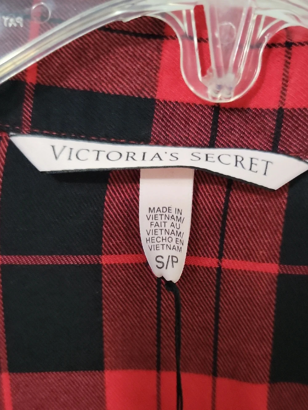 Victoria's Secret Red and Black Buffalo Plaid Pajama Shirt, Size Small
